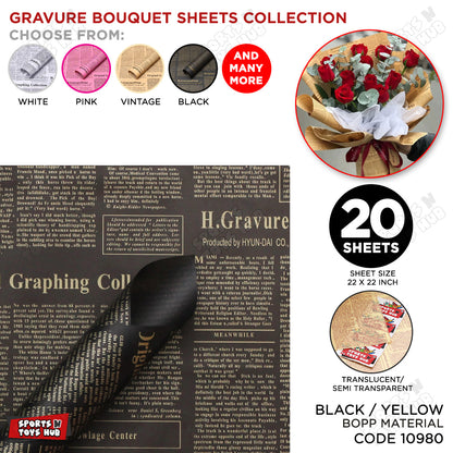 Gravure Newspaper Style Bouquet Wrapping Sheets – Floral Gift Wrap