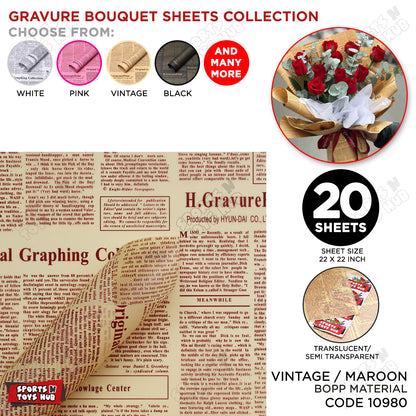 Gravure Newspaper Style Bouquet Wrapping Sheets – Floral Gift Wrap
