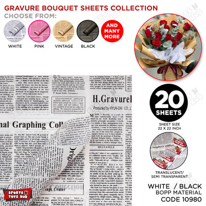 Gravure Newspaper Style Bouquet Wrapping Sheets – Floral Gift Wrap