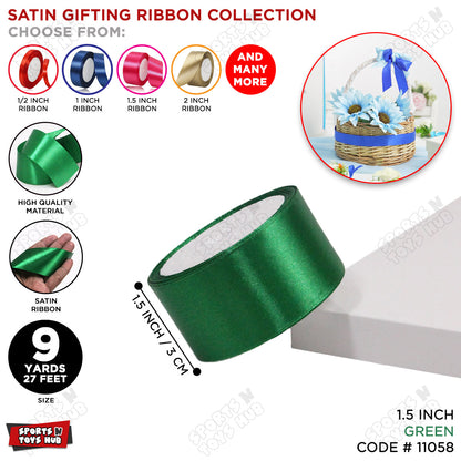 1.5 Inch x 9 Yards – Plain Satin Ribbon Roll for Ribbon Flowers, Crafts, Gift Wrapping & Decor