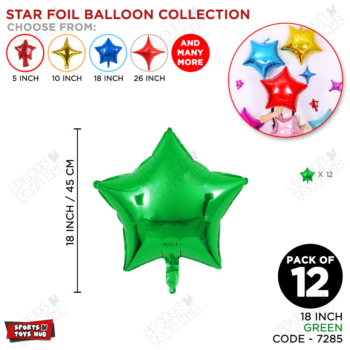 18 Inch - Green Star Foil Balloon