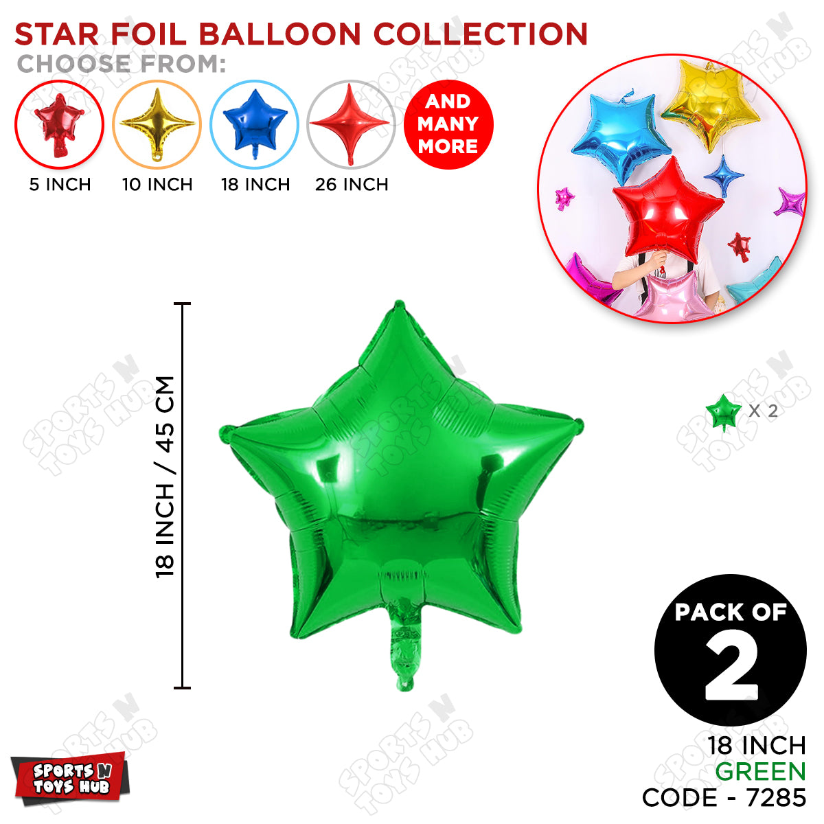 18 Inch - Green Star Foil Balloon