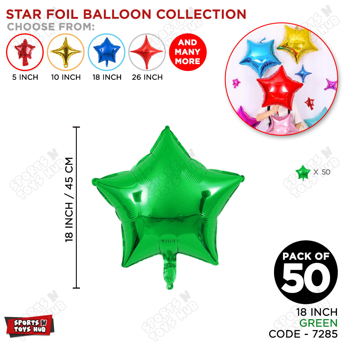18 Inch - Green Star Foil Balloon