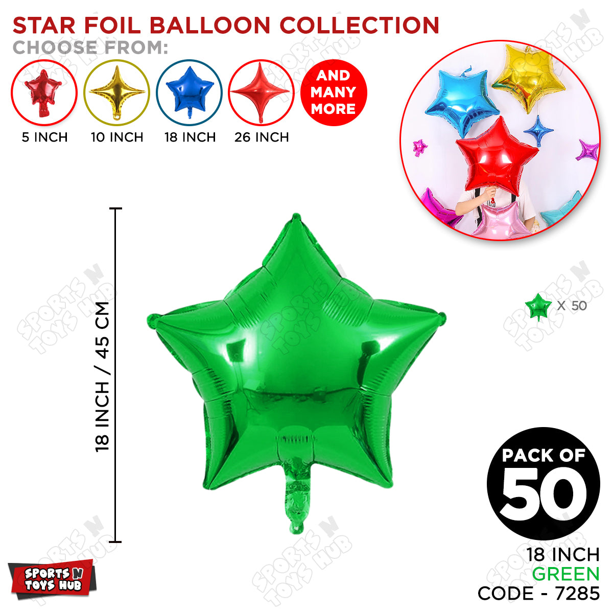 18 Inch - Green Star Foil Balloon