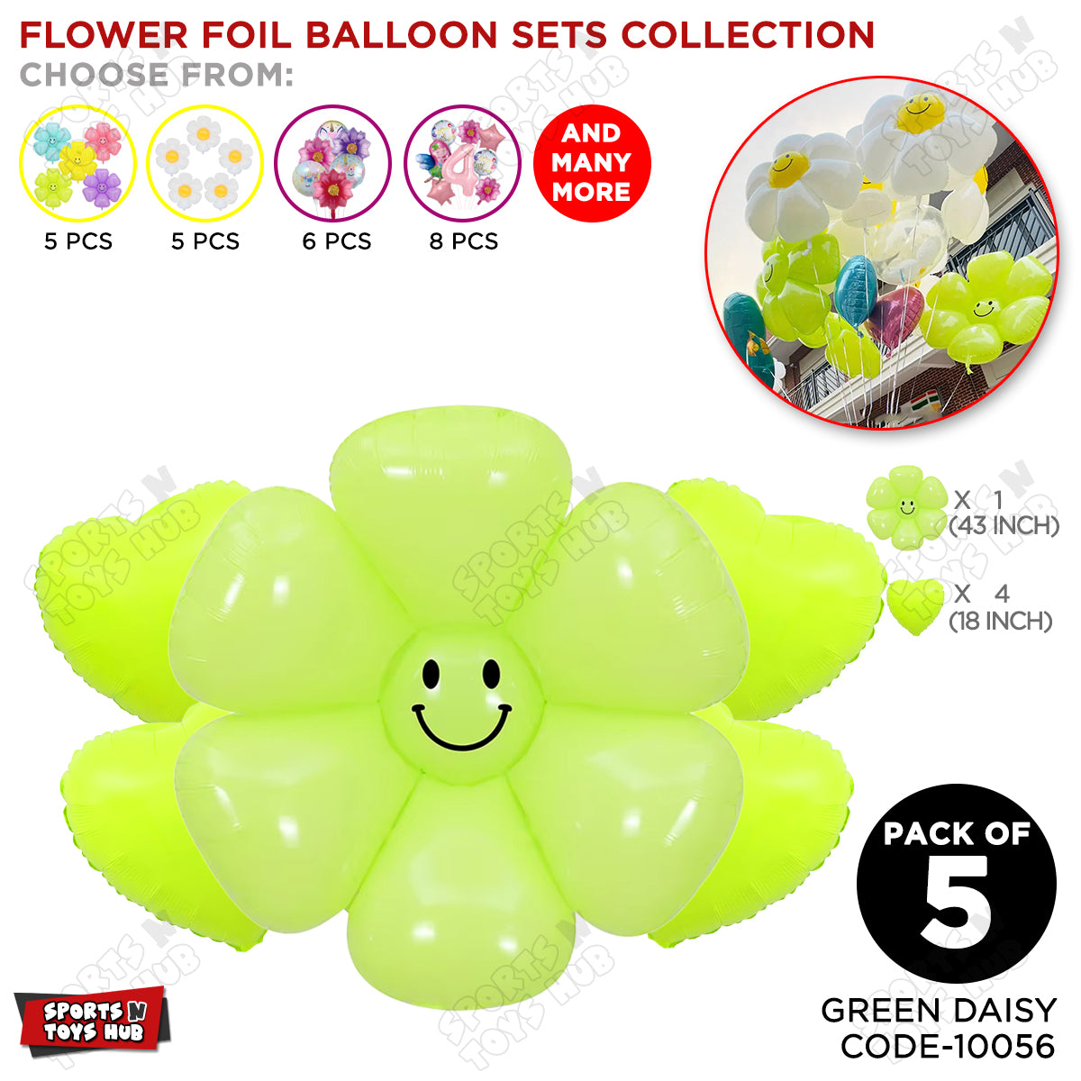 Jumbo Smiley Flower Foil Balloon Set Collection