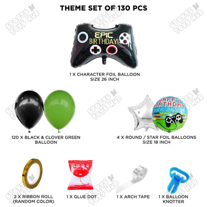 Game Controller Foil Balloon Set Arch Theme - Green & Black