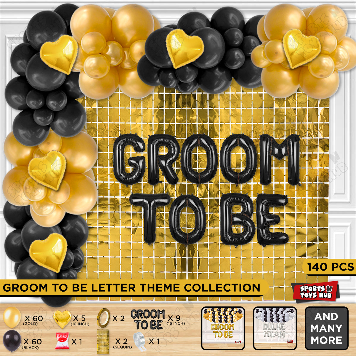 Groom To Be Foil Letter Theme Collection - Black & Gold