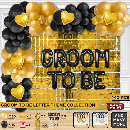 Groom To Be Foil Letter Theme Collection - Black & Gold