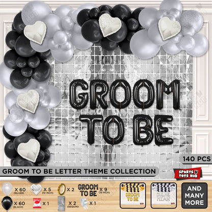 Groom To Be Foil Letter Theme Collection - Black & Silver