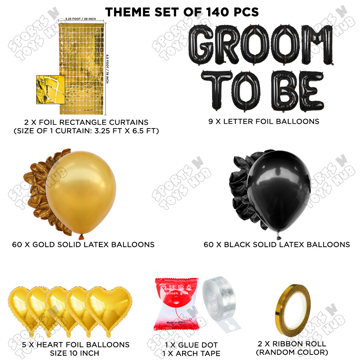 Groom To Be Foil Letter Theme Collection - Black & Gold