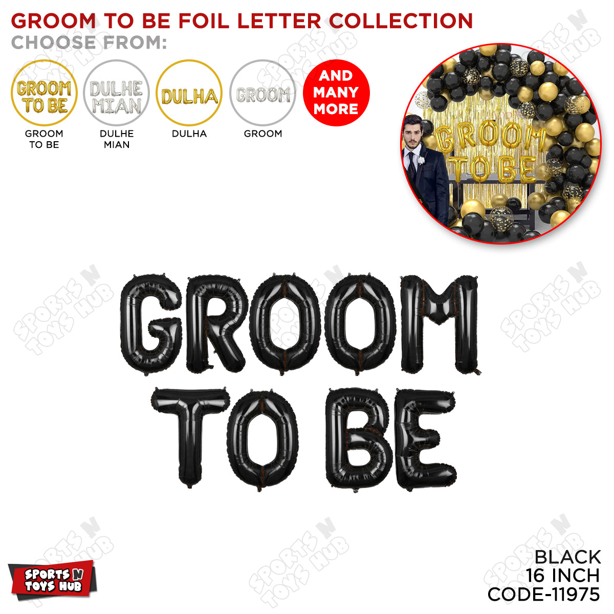 Groom to Be Black Foil Letter