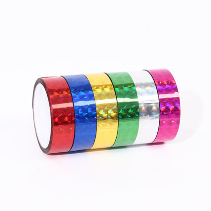 1/2 Inch Holographic Shining Laser Adhesive Colored Cello Tape Roll - 12 Pcs
