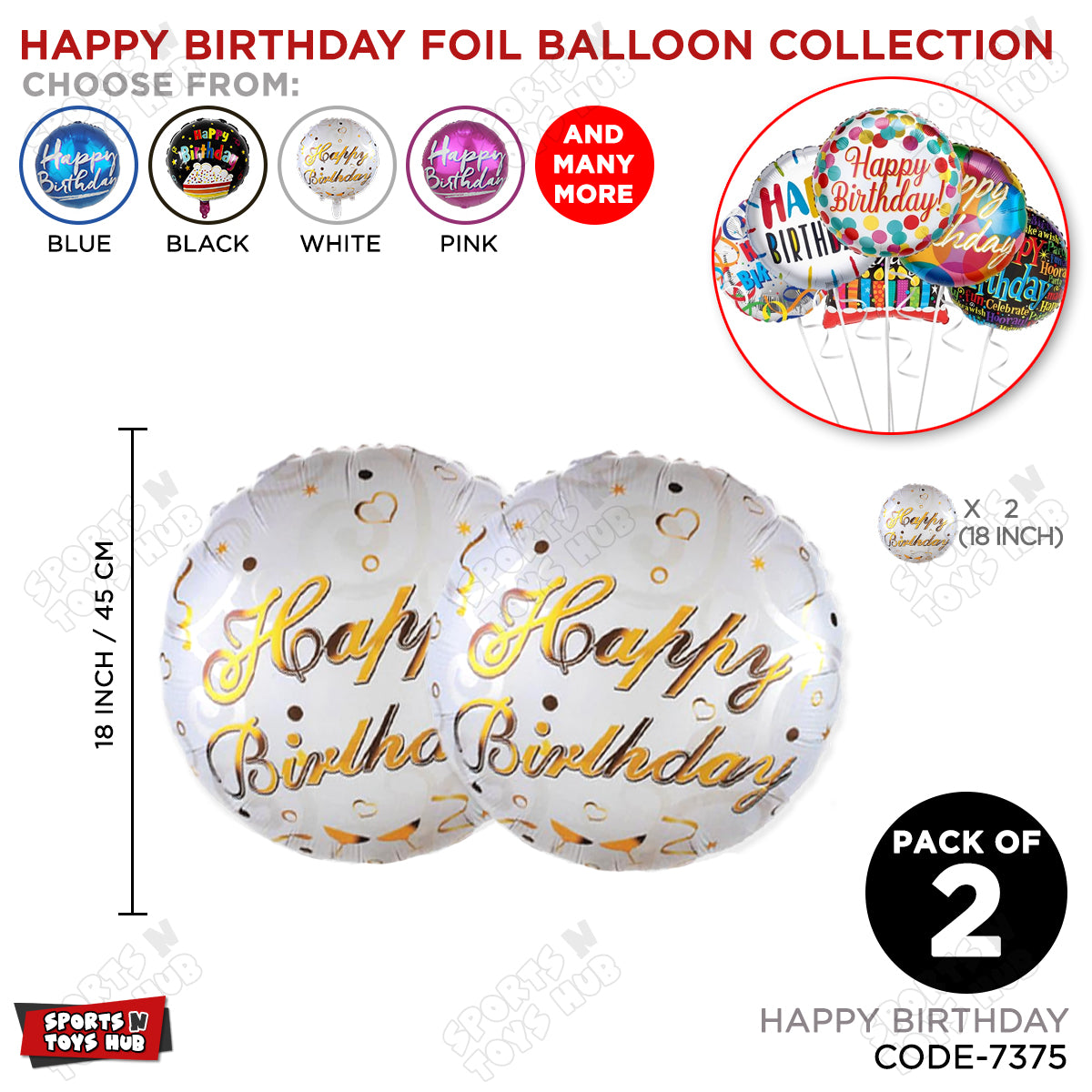 Printed Happy Birthday Gold Color Text Round Foil Balloons