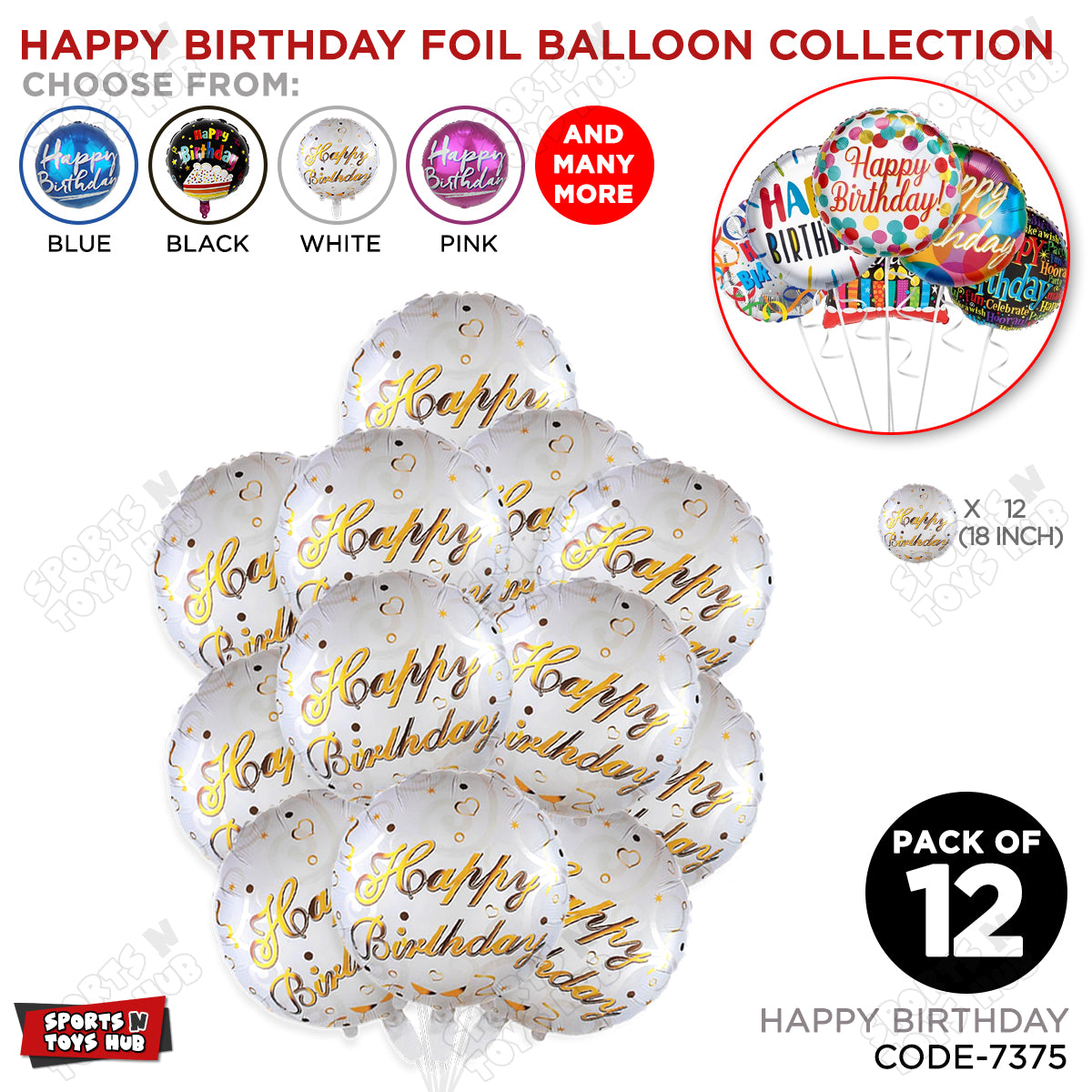 Printed Happy Birthday Gold Color Text Round Foil Balloons