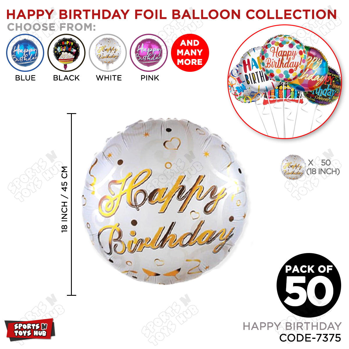 Printed Happy Birthday Gold Color Text Round Foil Balloons