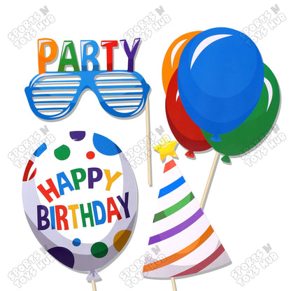 Happy Birthday Hip Hooray Photo Props - 13 Pcs