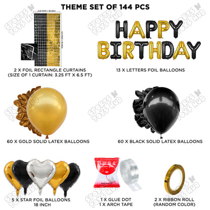 Happy Birthday Foil Letter Theme - Black & Gold