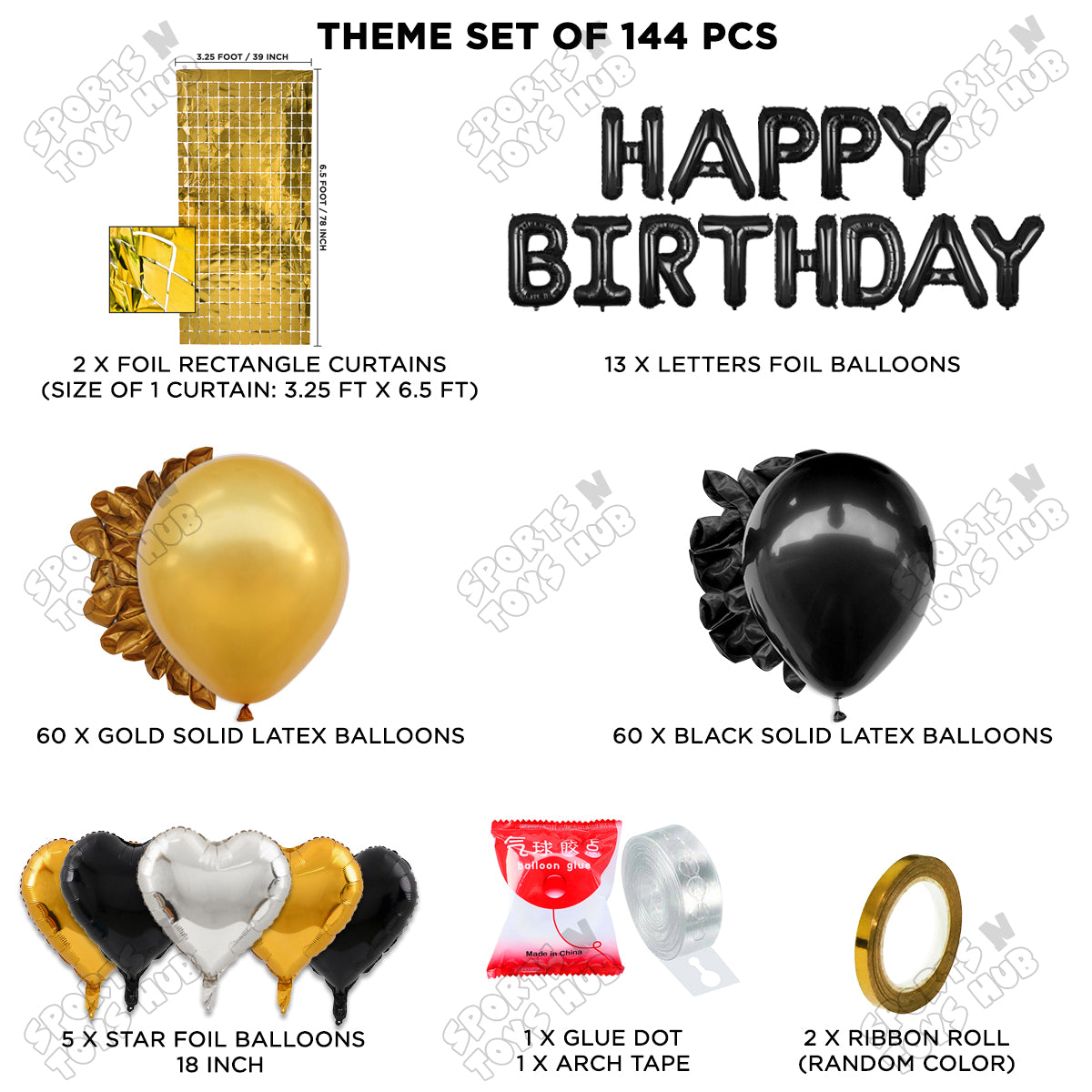Happy Birthday Foil Letter Theme - Black & Gold