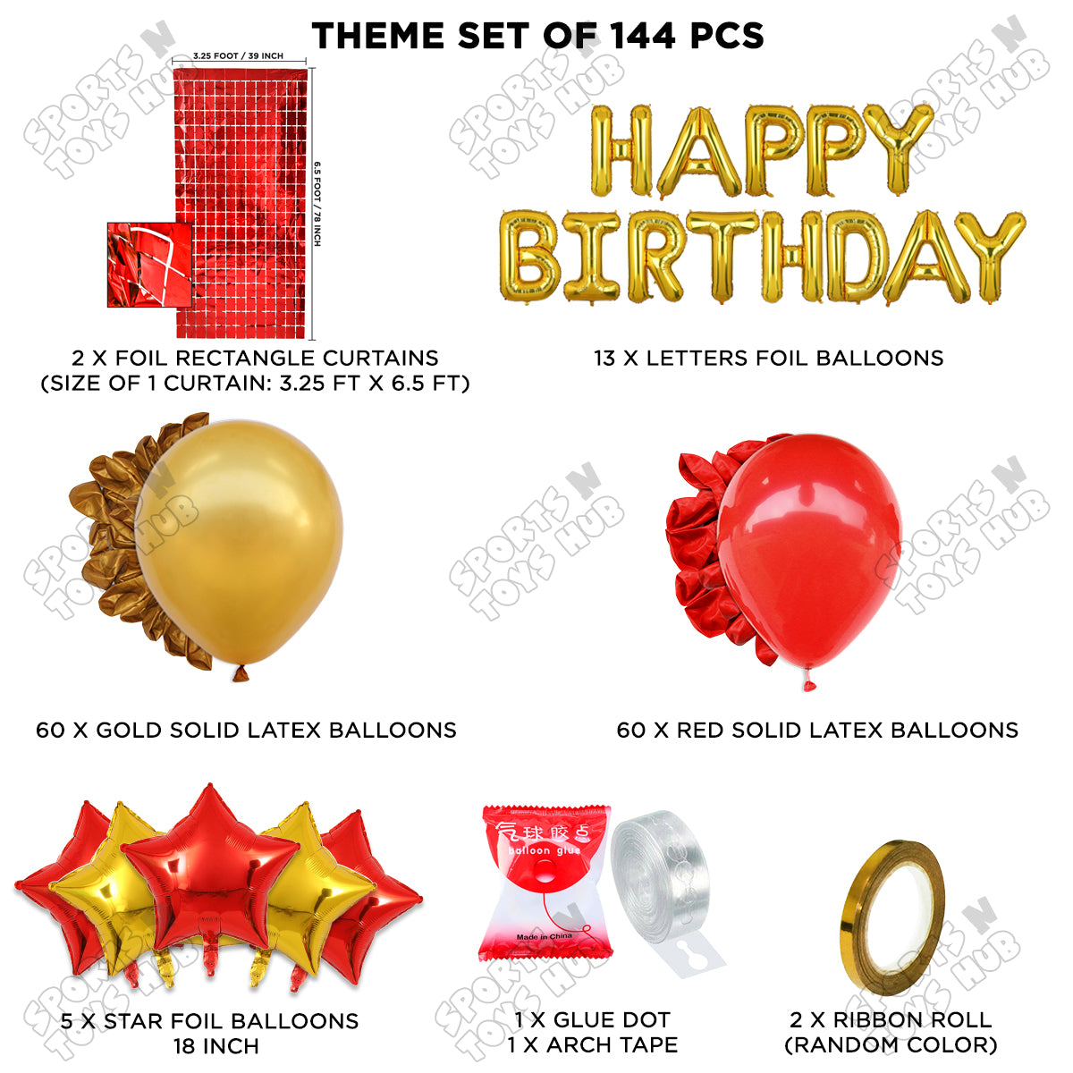 Happy Birthday Foil Letter Theme - Gold & Red