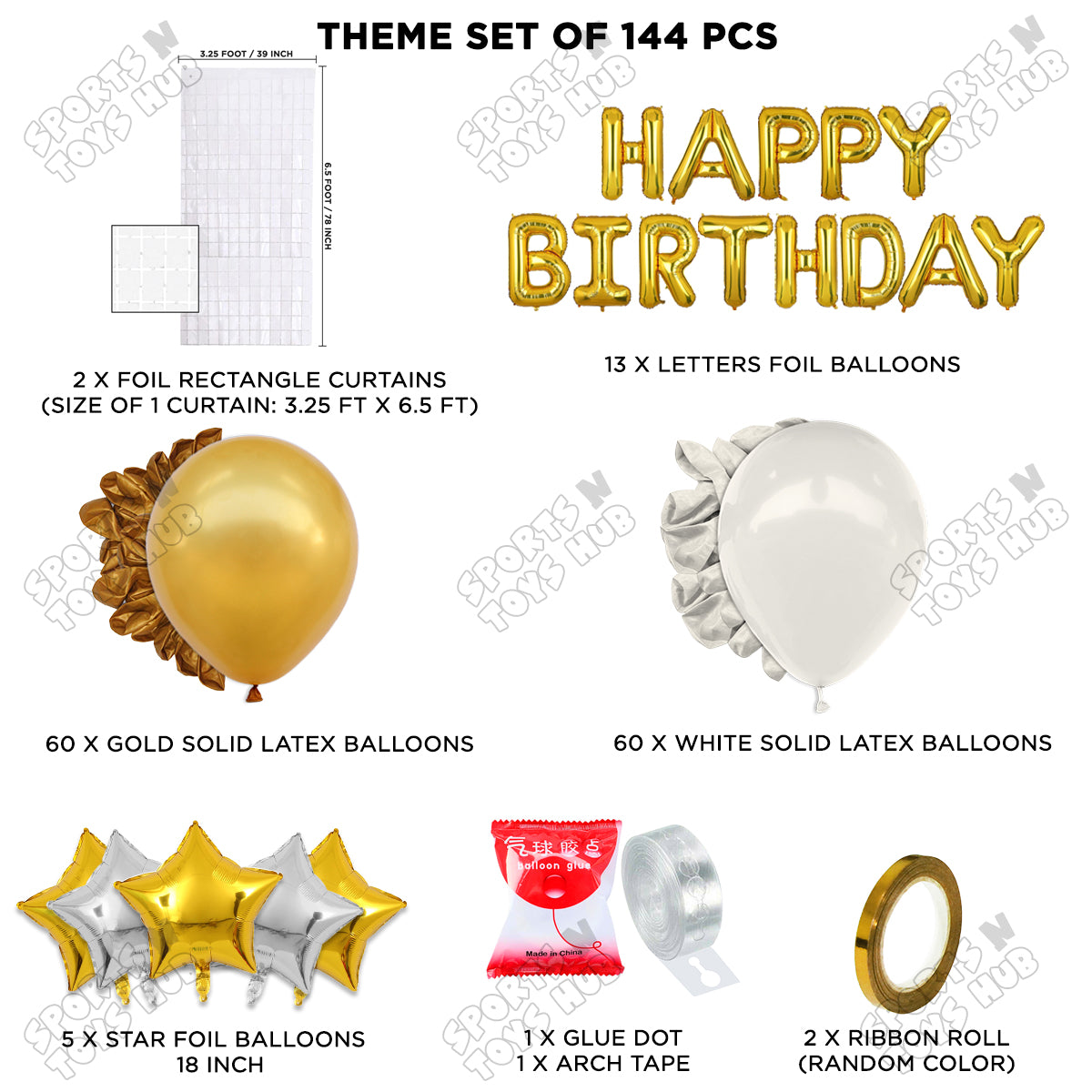 Happy Birthday Foil Letter Theme - Gold & White