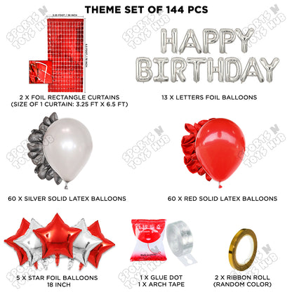 Happy Birthday Foil Letter Theme - Silver & Red