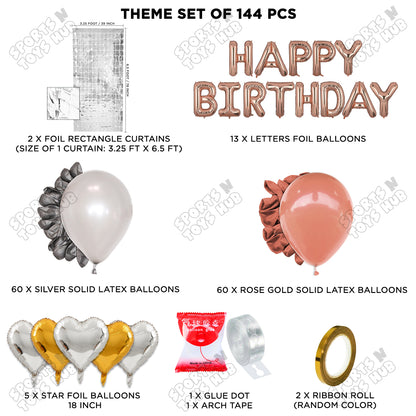 Happy Birthday Foil Letter Theme - Rose Gold & Silver