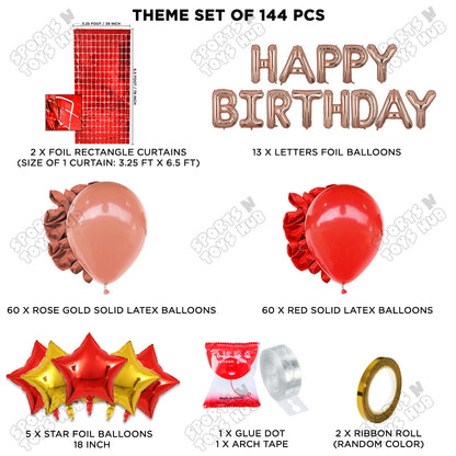 Happy Birthday Foil Letter Theme - Rose Gold & Red