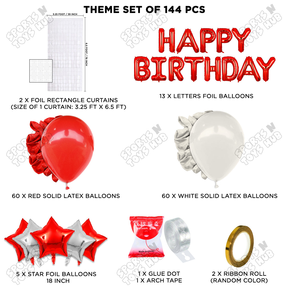 Happy Birthday Foil Letter Theme - Red & White