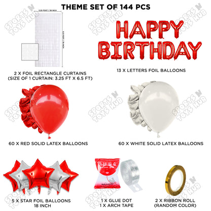 Happy Birthday Foil Letter Theme - Red & White