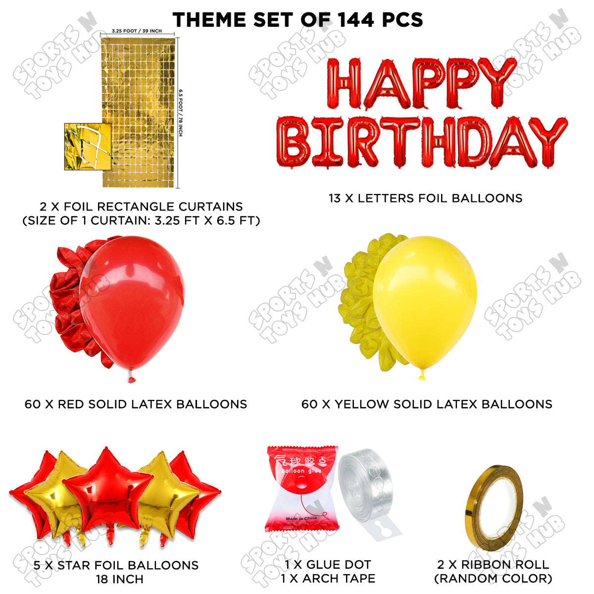 Happy Birthday Foil Letter Theme - Red & Yellow