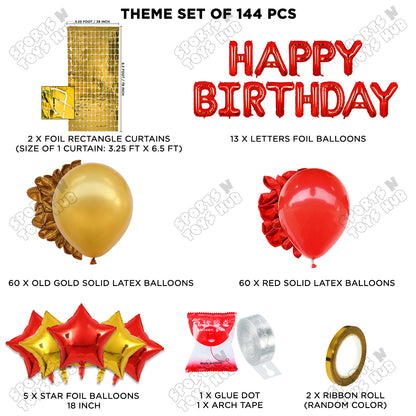 Happy Birthday Foil Letter Theme - Red & Gold