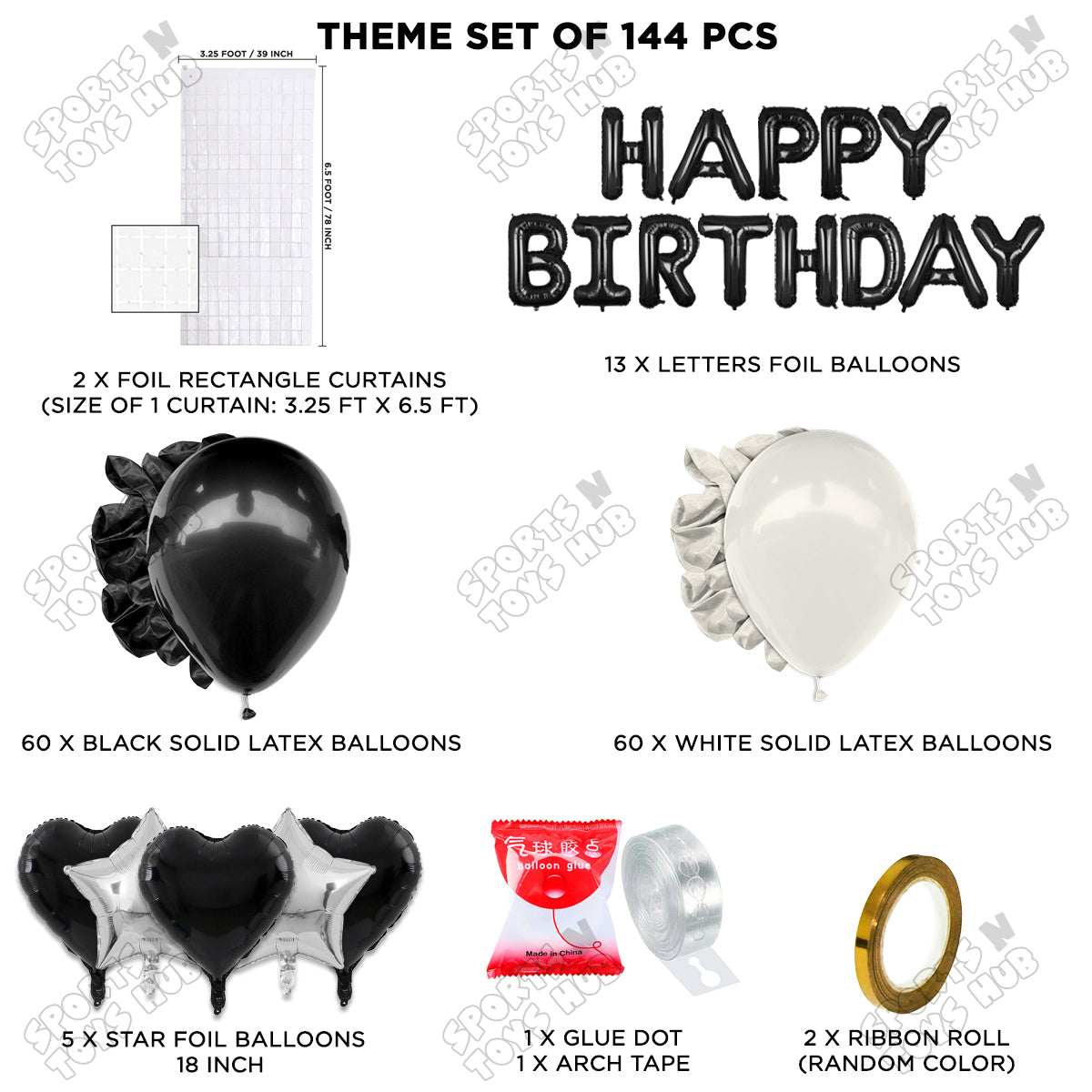 Happy Birthday Foil Letter Theme - Black & White