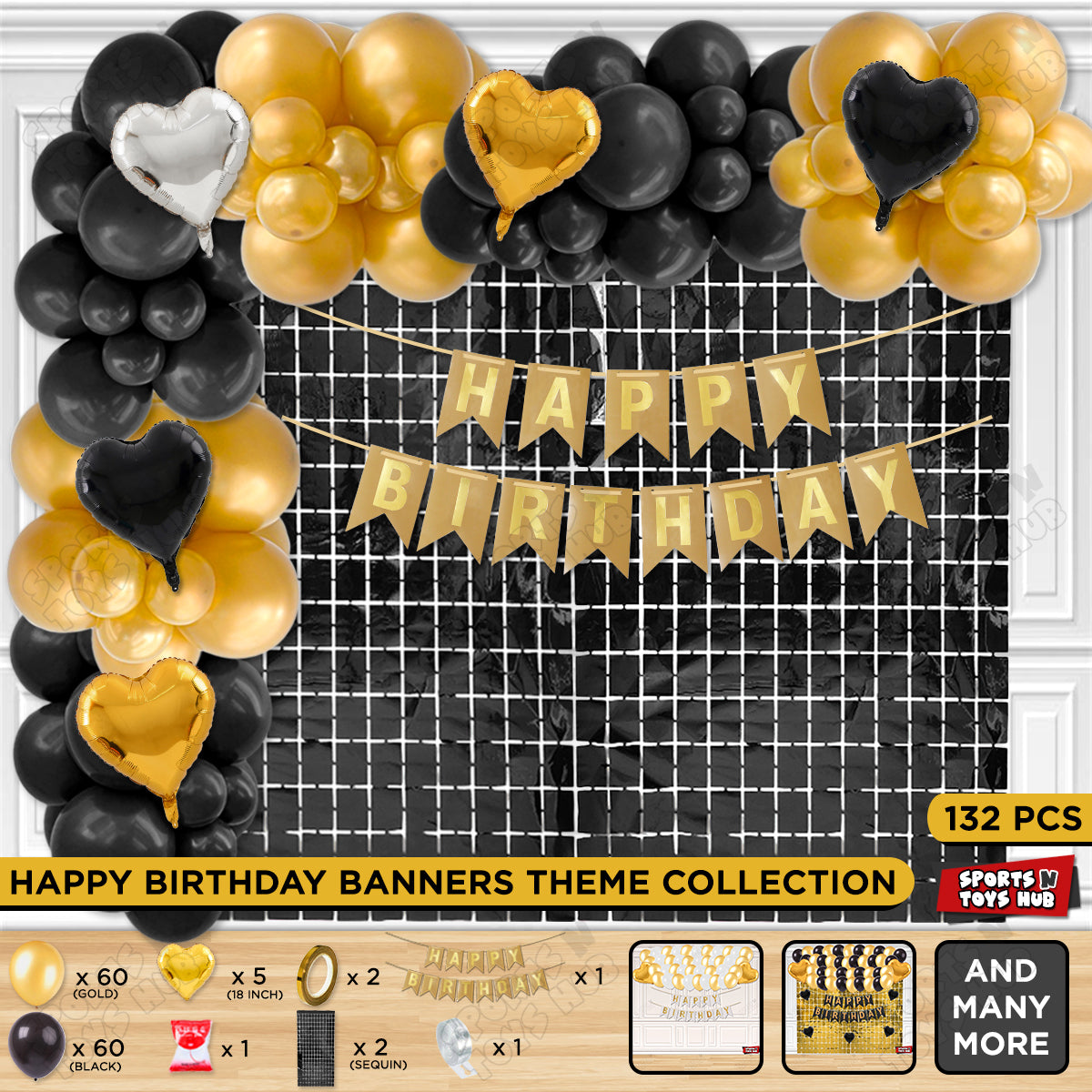 Happy Birthday Card Banner Theme - Gold