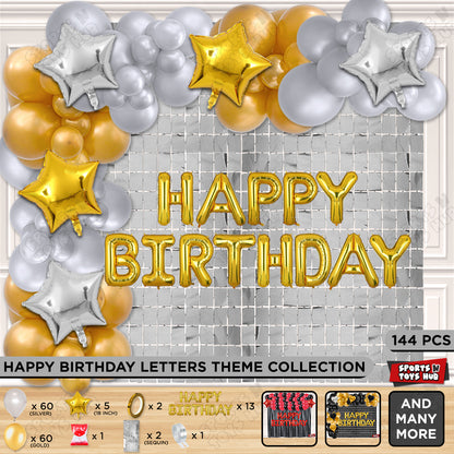 Happy Birthday Foil Letter Theme - Gold & Silver