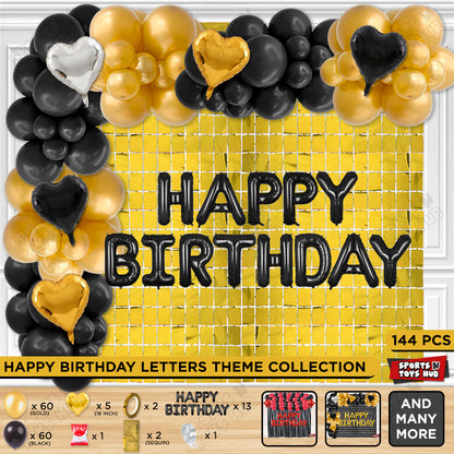 Happy Birthday Foil Letter Theme - Black & Gold