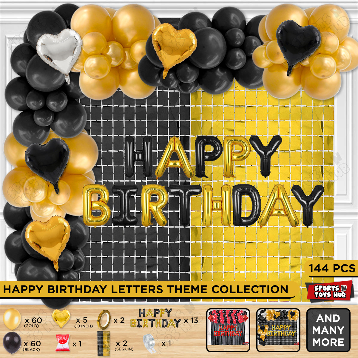 Happy Birthday Foil Letter Theme - Black & Gold