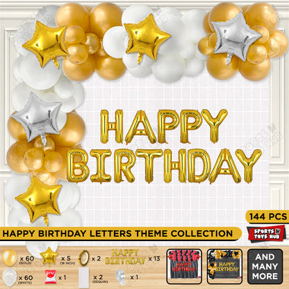 Happy Birthday Foil Letter Theme - Gold & White