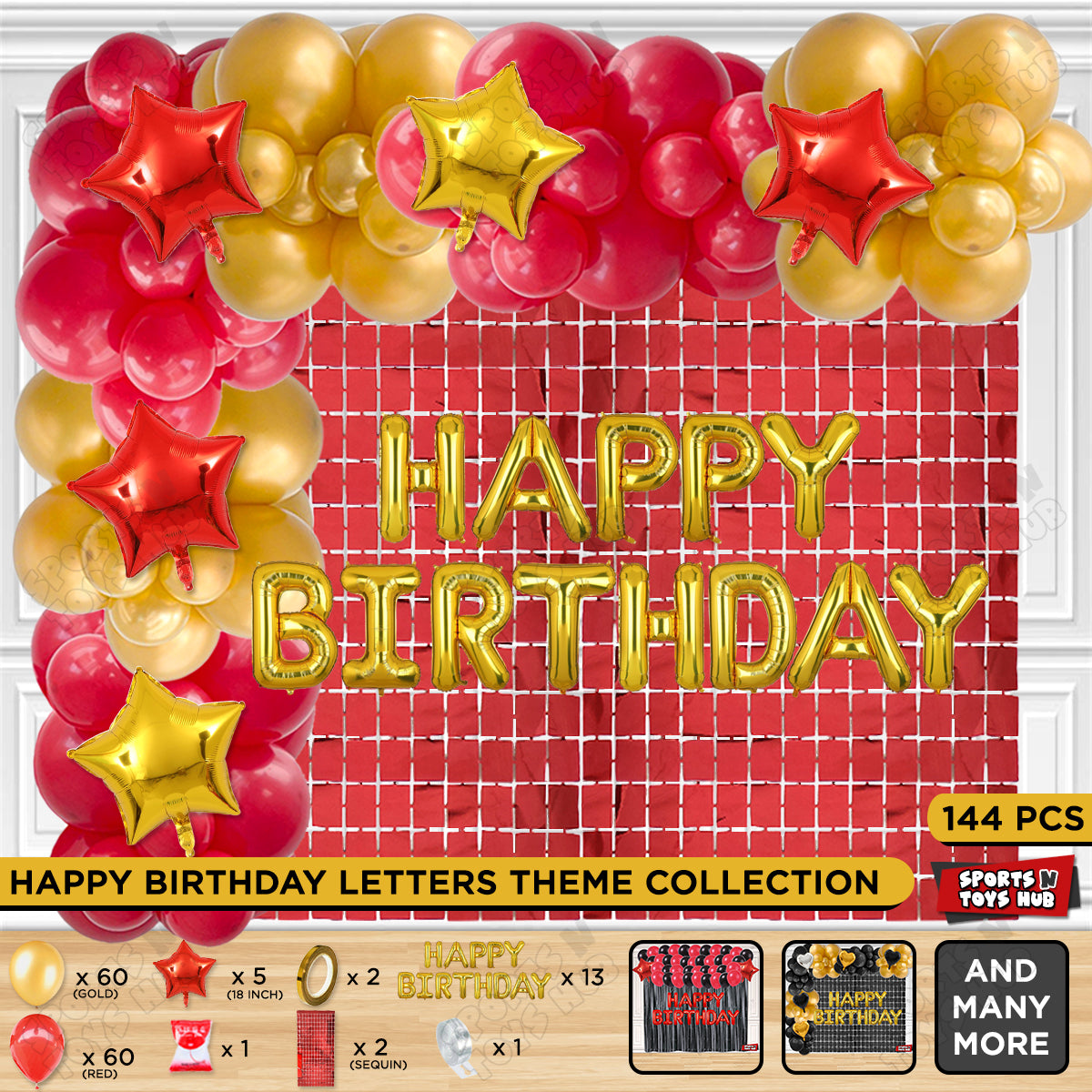 Happy Birthday Foil Letter Theme - Gold & Red