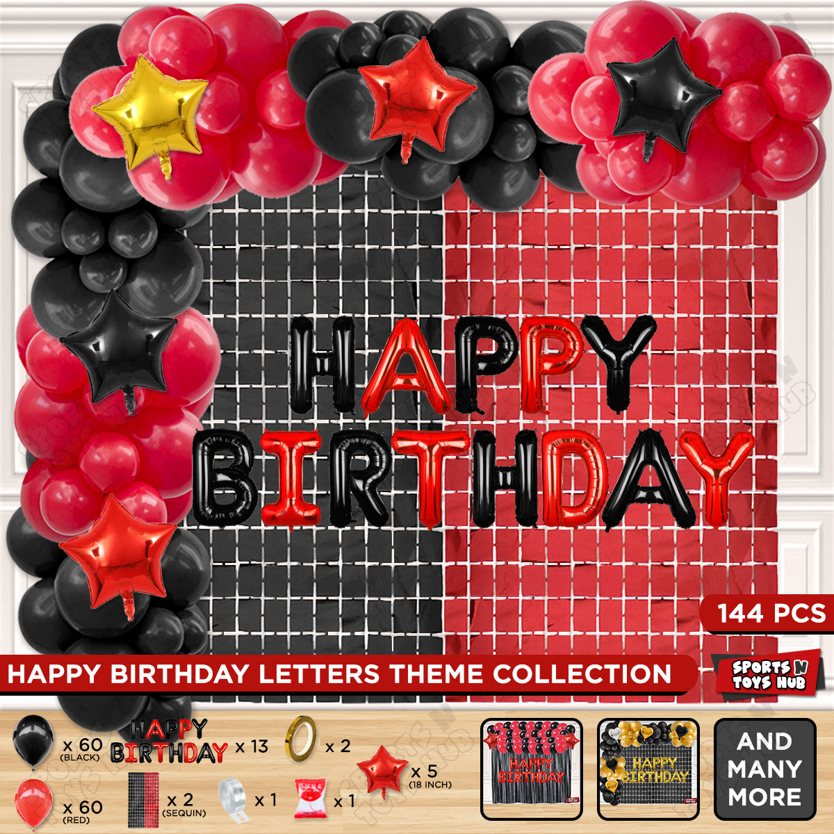 Happy Birthday Foil Letter Theme - Black & Red
