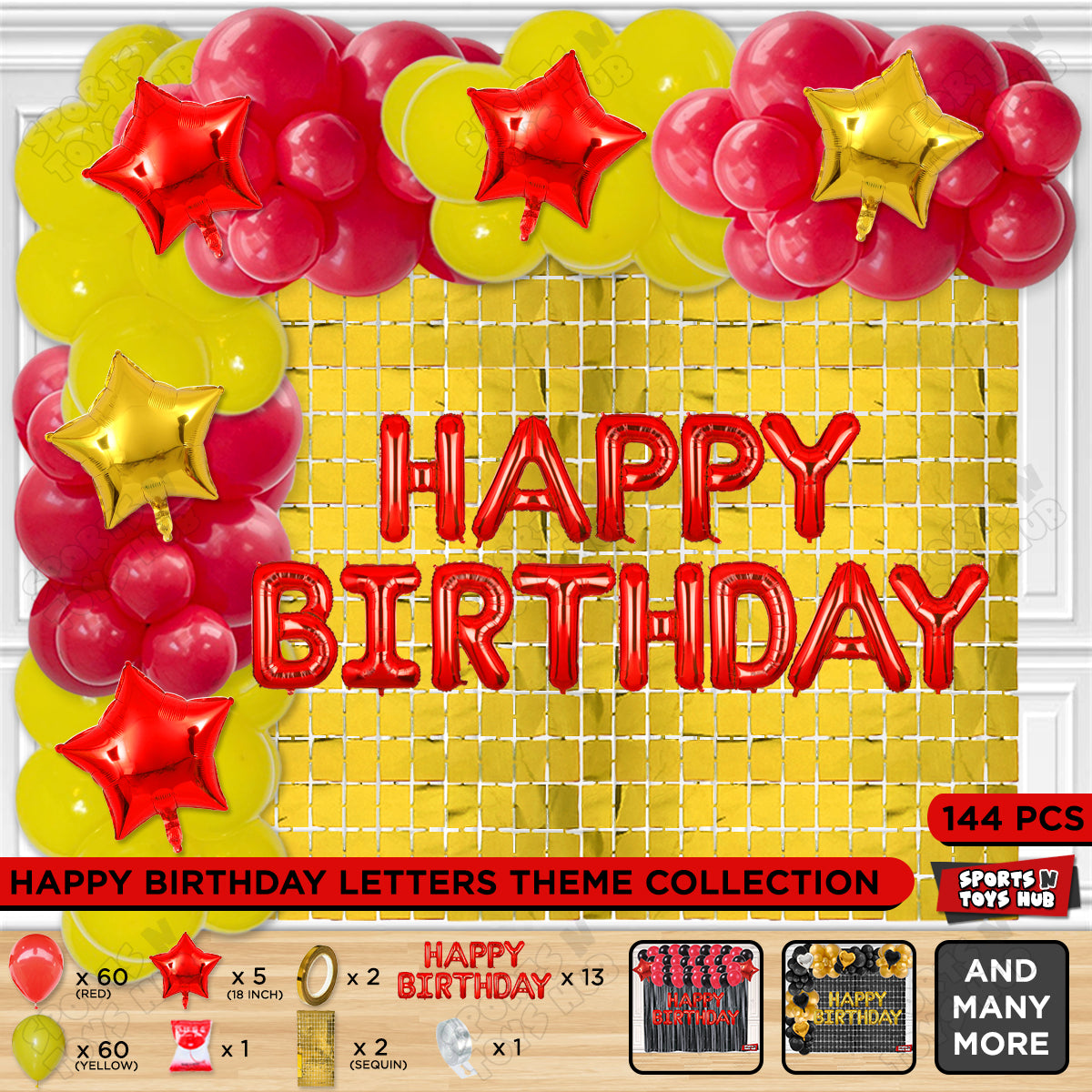 Happy Birthday Foil Letter Theme - Red & Yellow