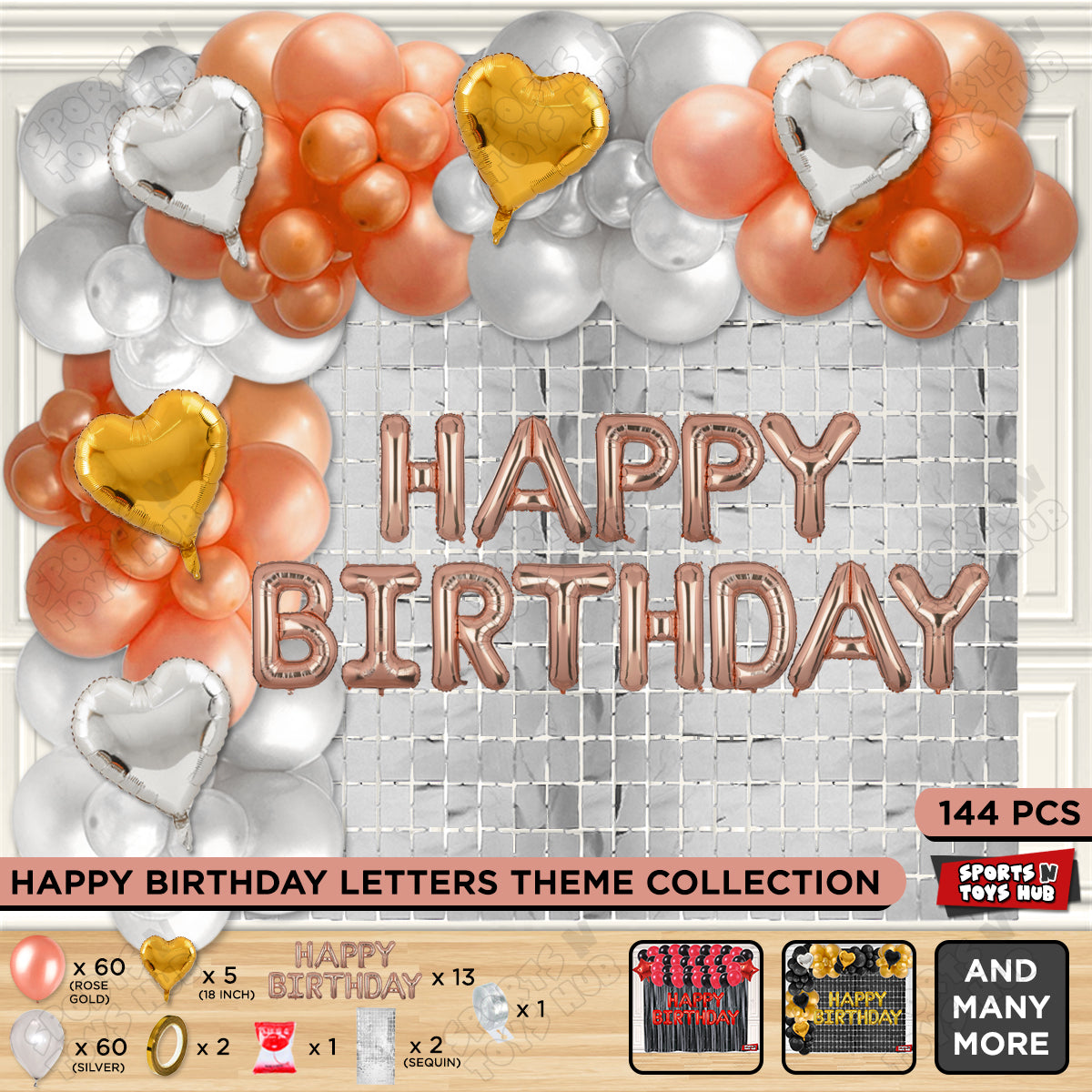 Happy Birthday Foil Letter Theme - Rose Gold & Silver