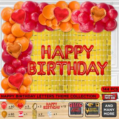 Happy Birthday Foil Letter Theme - Red & Orange