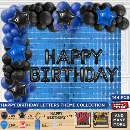 Happy Birthday Foil Letter Theme - Black & Blue