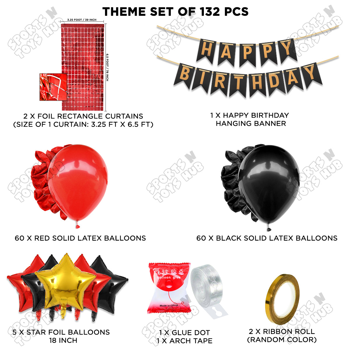 Happy Birthday Card Banner Theme - Black & Red