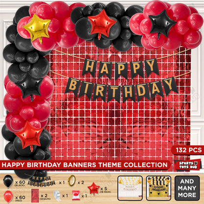 Happy Birthday Card Banner Theme - Black & Red