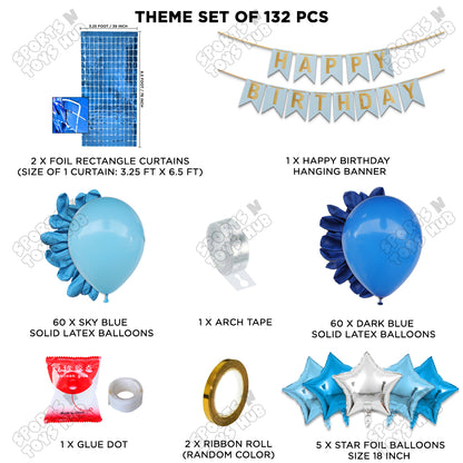 Happy Birthday Card Banner Theme - Sky Blue & Dark Blue