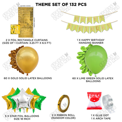 Happy Birthday Card Banner Theme -  Lime Green & Gold