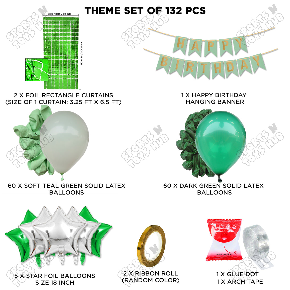 Happy Birthday Card Banner Theme - Green & Soft Teal Green