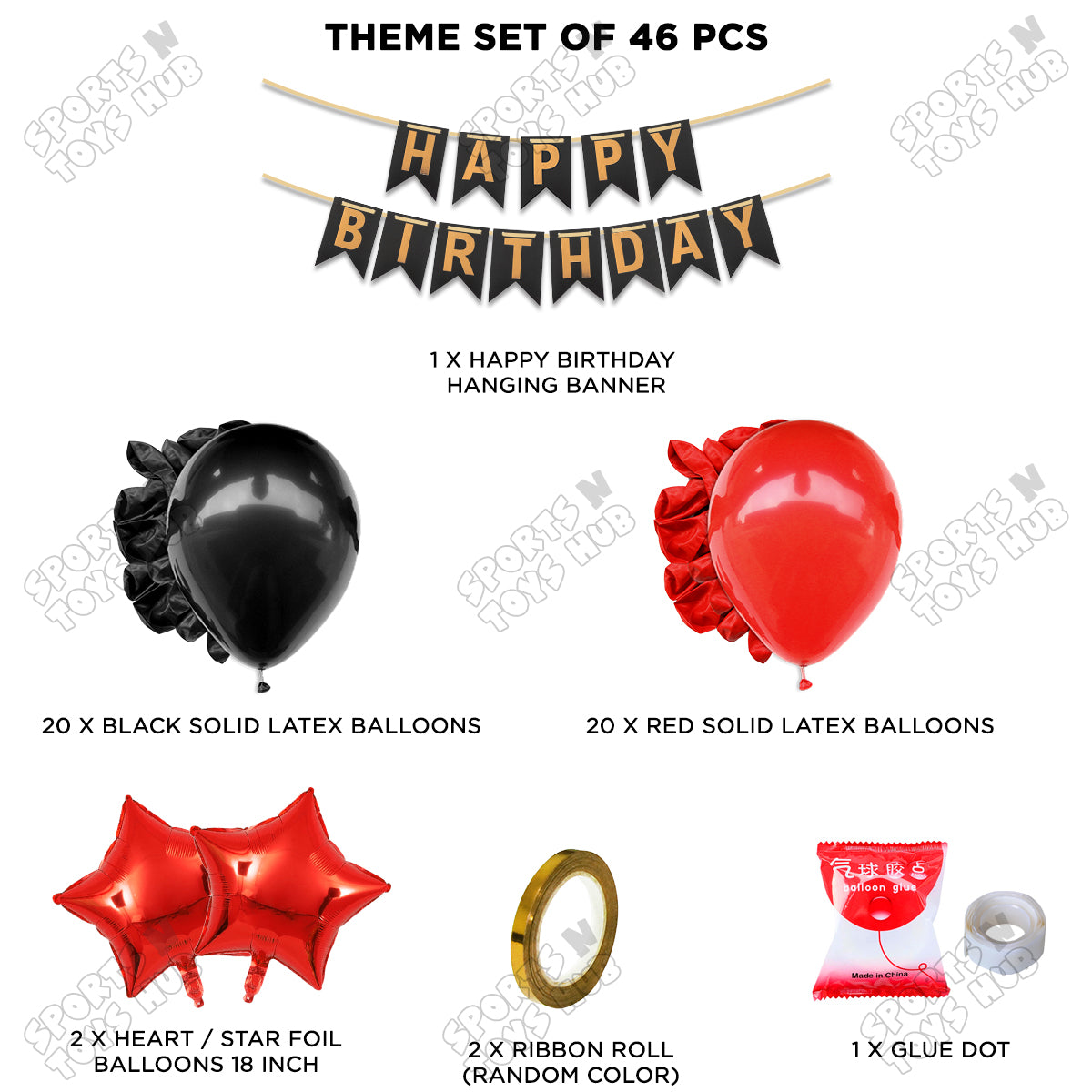 Happy Birthday Card Banner Theme - Black & Red