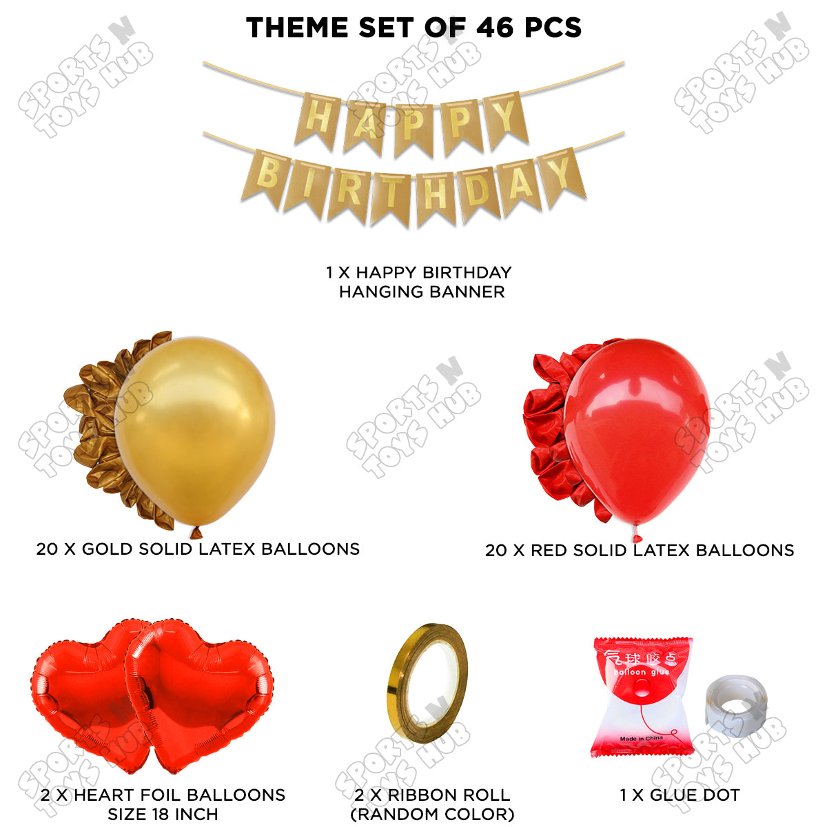 Happy Birthday Card Banner Theme - Gold & Red